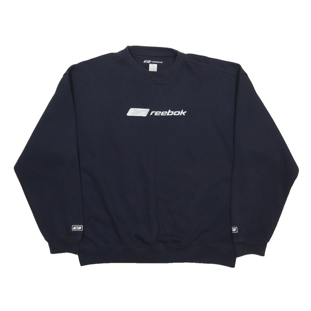 REEBOK Mens Navy Blue Sweatshirt Crew Neck XL Cotton Blend Casual Sportswear