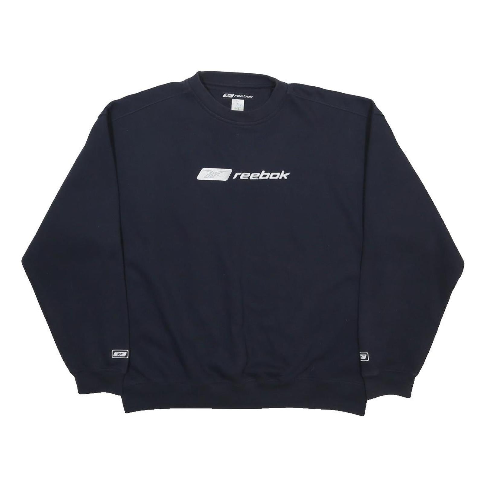 REEBOK Mens Navy Blue Sweatshirt Crew Neck XL Cotton Blend Casual Sportswear