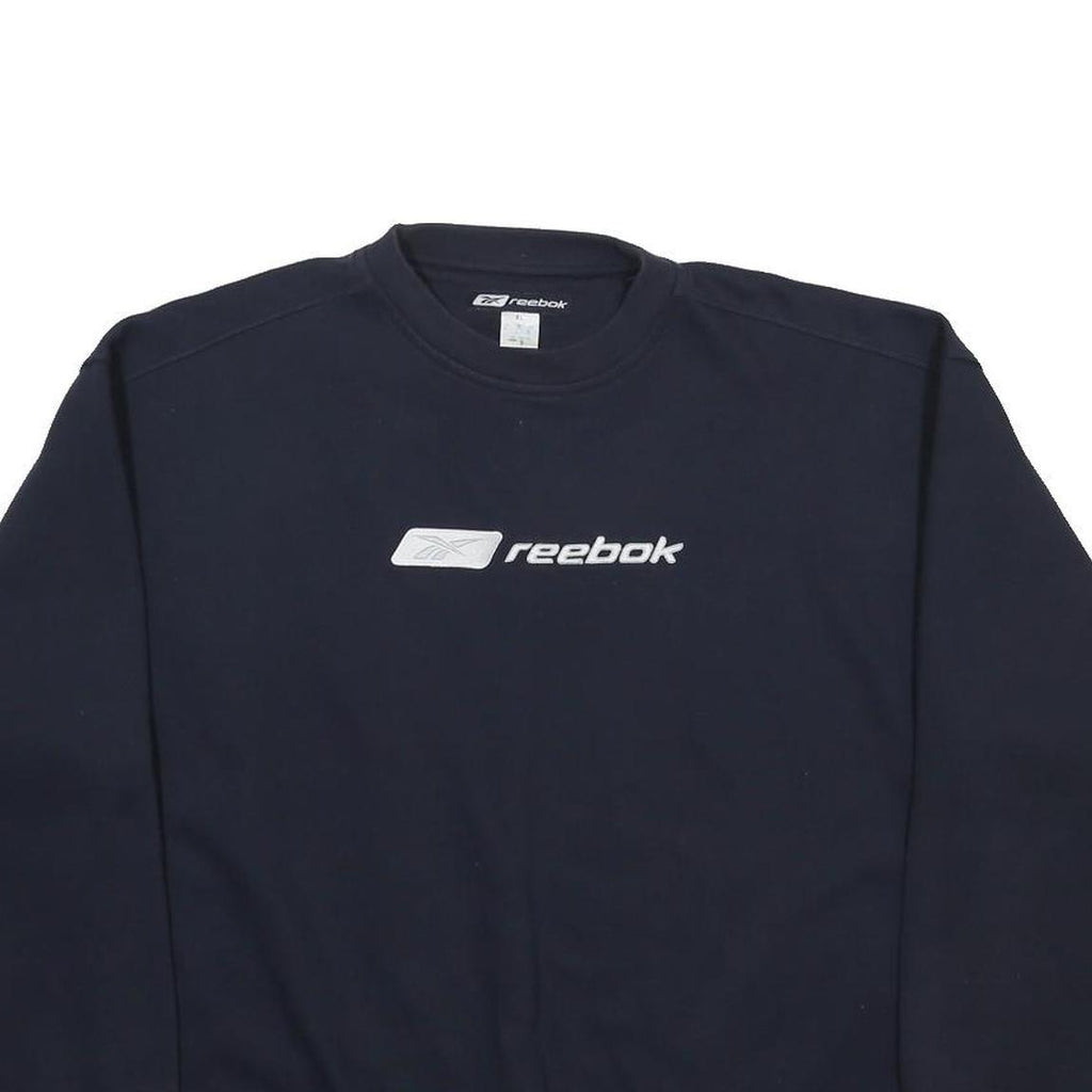 REEBOK Mens Navy Blue Sweatshirt Crew Neck XL Cotton Blend Casual Sportswear