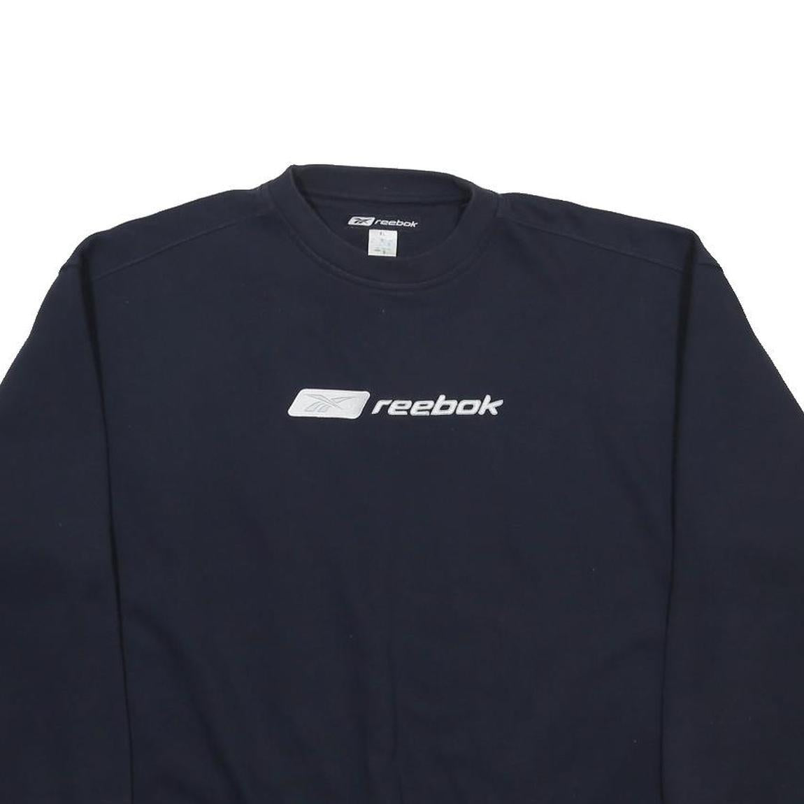 REEBOK Mens Navy Blue Sweatshirt Crew Neck XL Cotton Blend Casual Sportswear