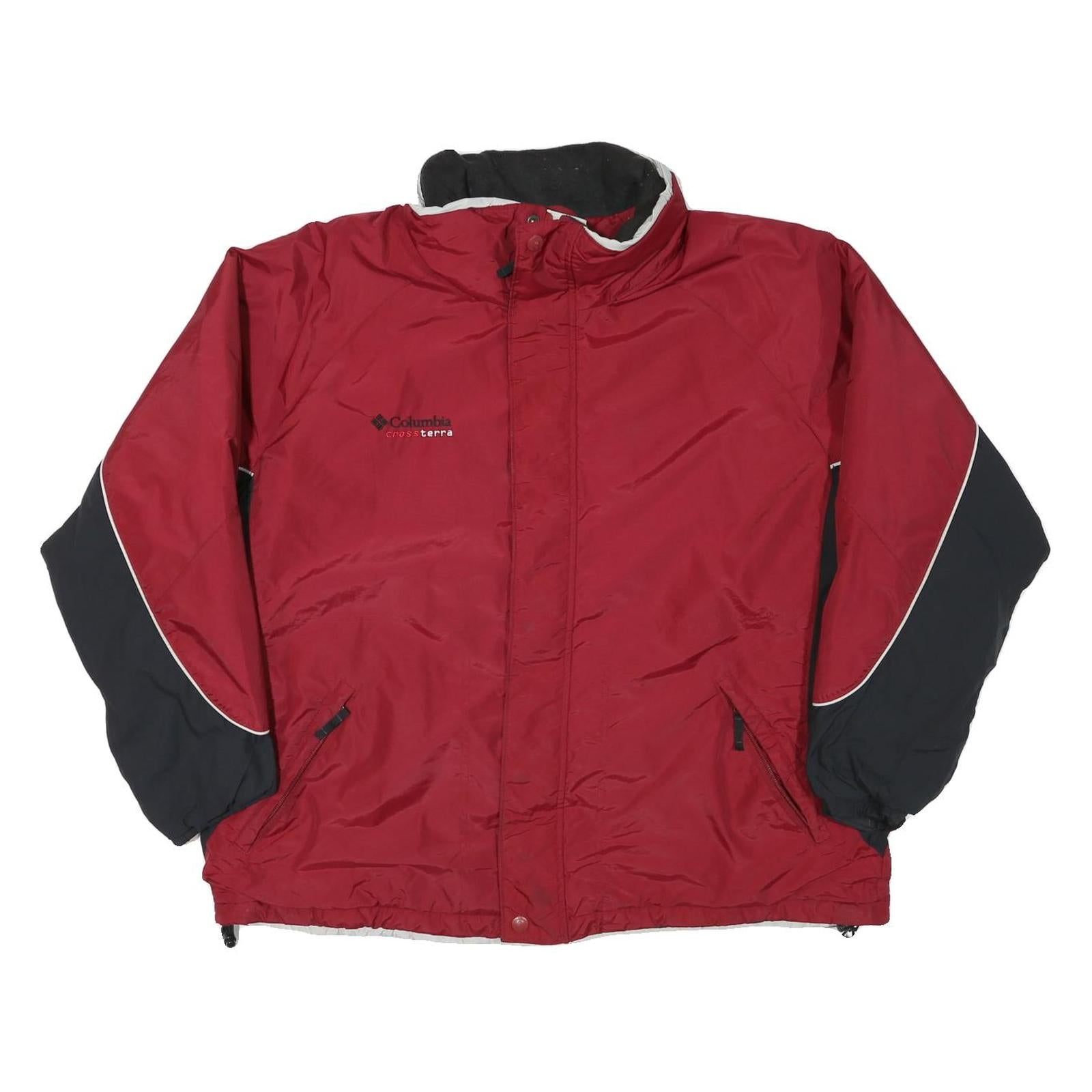 COLUMBIA Mens Red & Black Outdoor Jacket XL Polyester Blend Plain Zip Pocketed