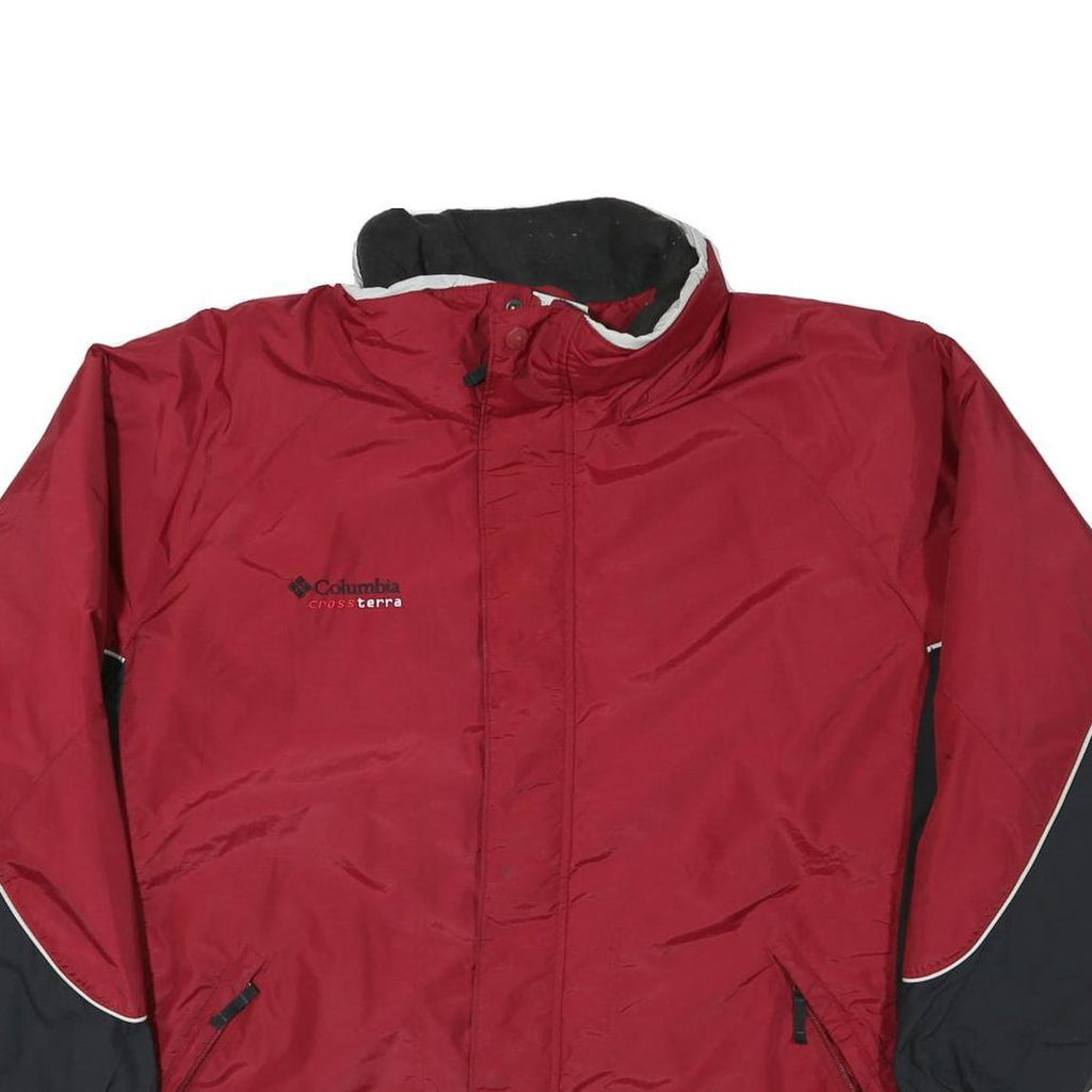 COLUMBIA Mens Red & Black Outdoor Jacket XL Polyester Blend Plain Zip Pocketed