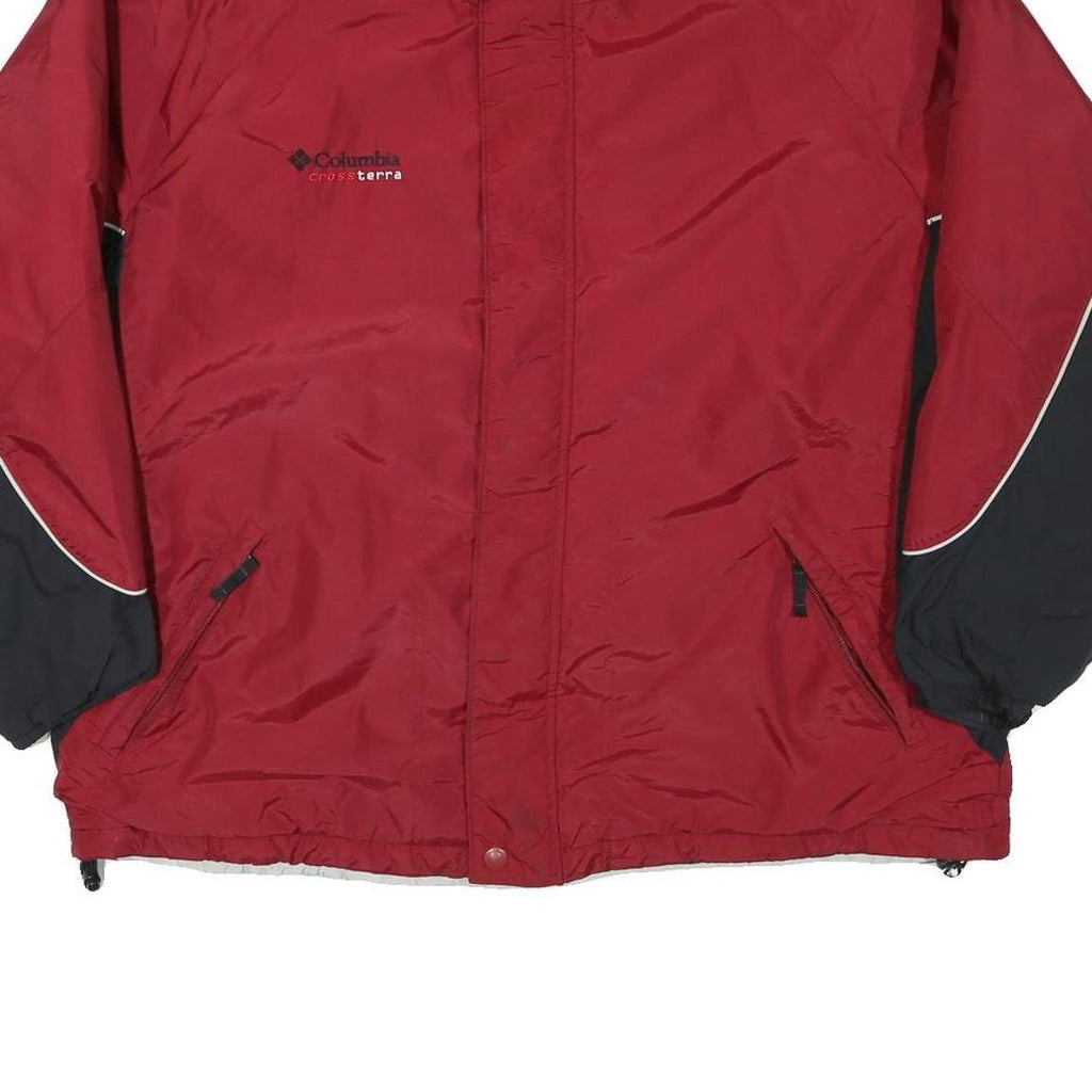 COLUMBIA Mens Red & Black Outdoor Jacket XL Polyester Blend Plain Zip Pocketed