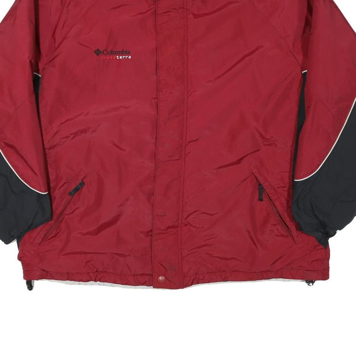 COLUMBIA Mens Red & Black Outdoor Jacket XL Polyester Blend Plain Zip Pocketed