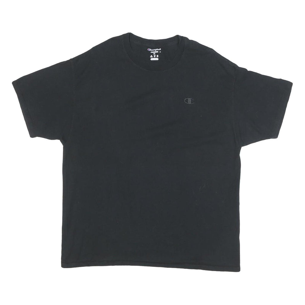 CHAMPION Mens Black Classic T-Shirt XL Short Sleeve Crew Neck Logo Embroidered