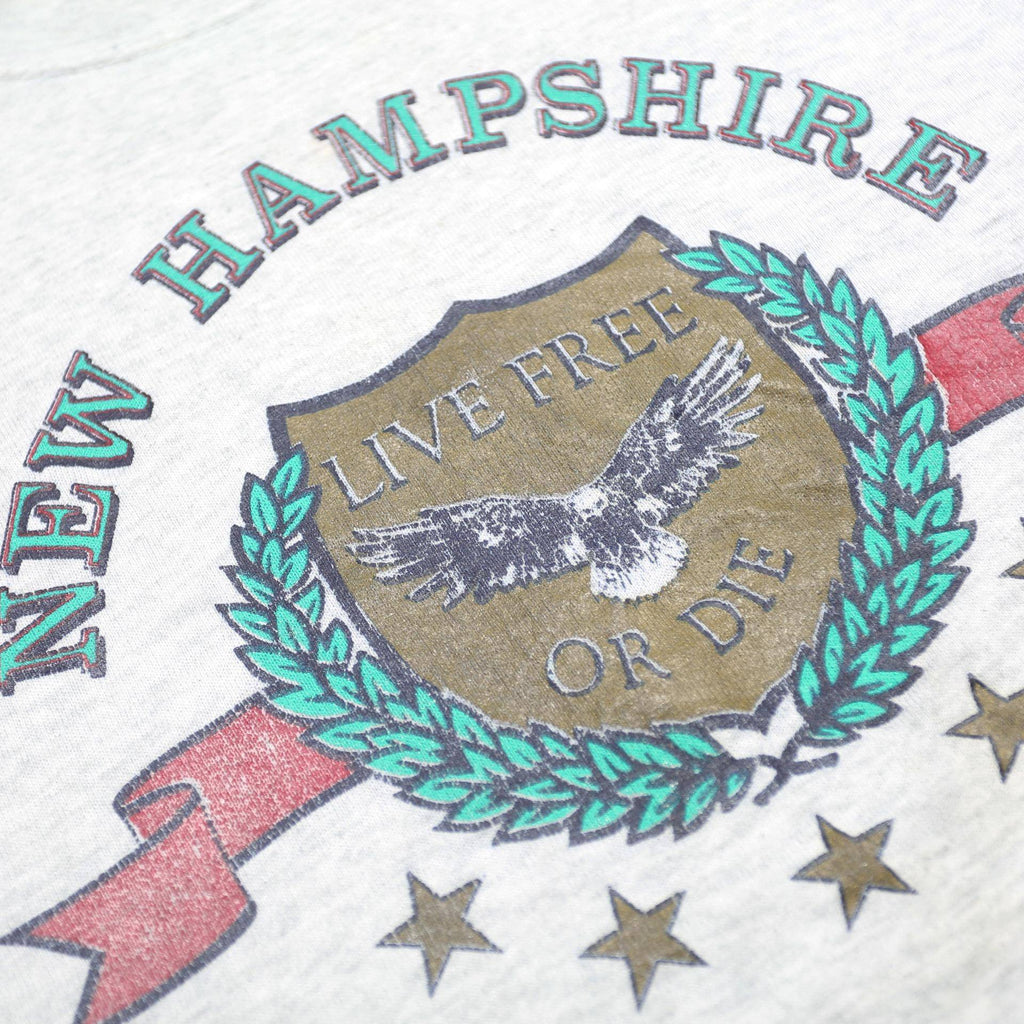 FRUIT OF THE LOOM Mens Grey New Hampshire Crest Crew Neck L Sweatshirt Cotton