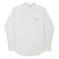 RALPH LAUREN Mens White & Blue Check Shirt L Classic Cotton Long Sleeve Polo
