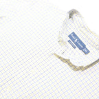RALPH LAUREN Mens White & Blue Check Shirt L Classic Cotton Long Sleeve Polo