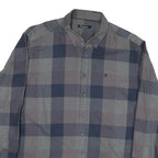 PIERRE CARDIN Mens Grey & Blue Check Shirt L Button-Down Collar Long Sleeve