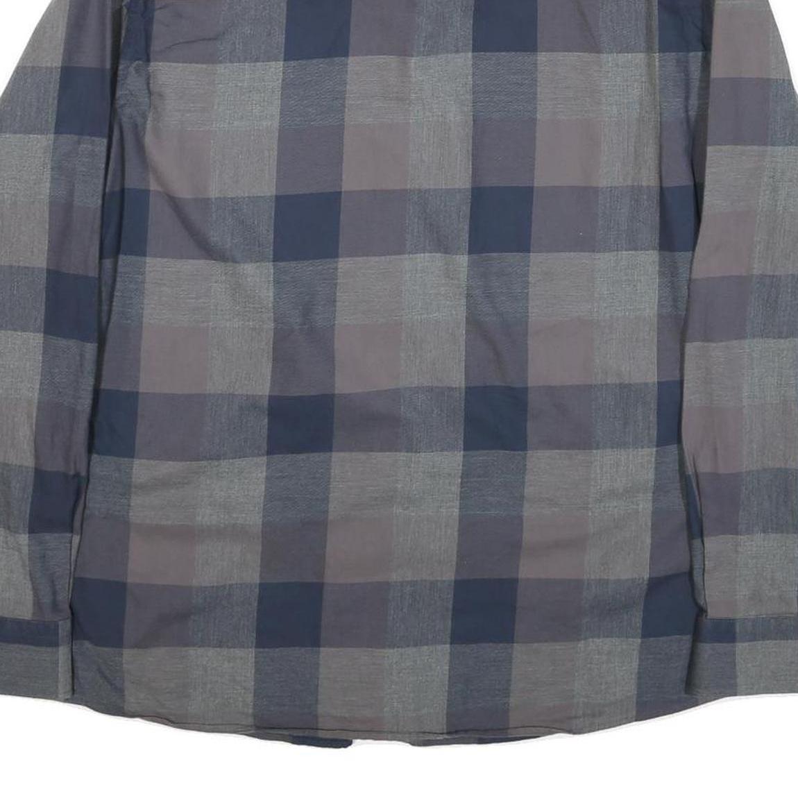 PIERRE CARDIN Mens Grey & Blue Check Shirt L Button-Down Collar Long Sleeve