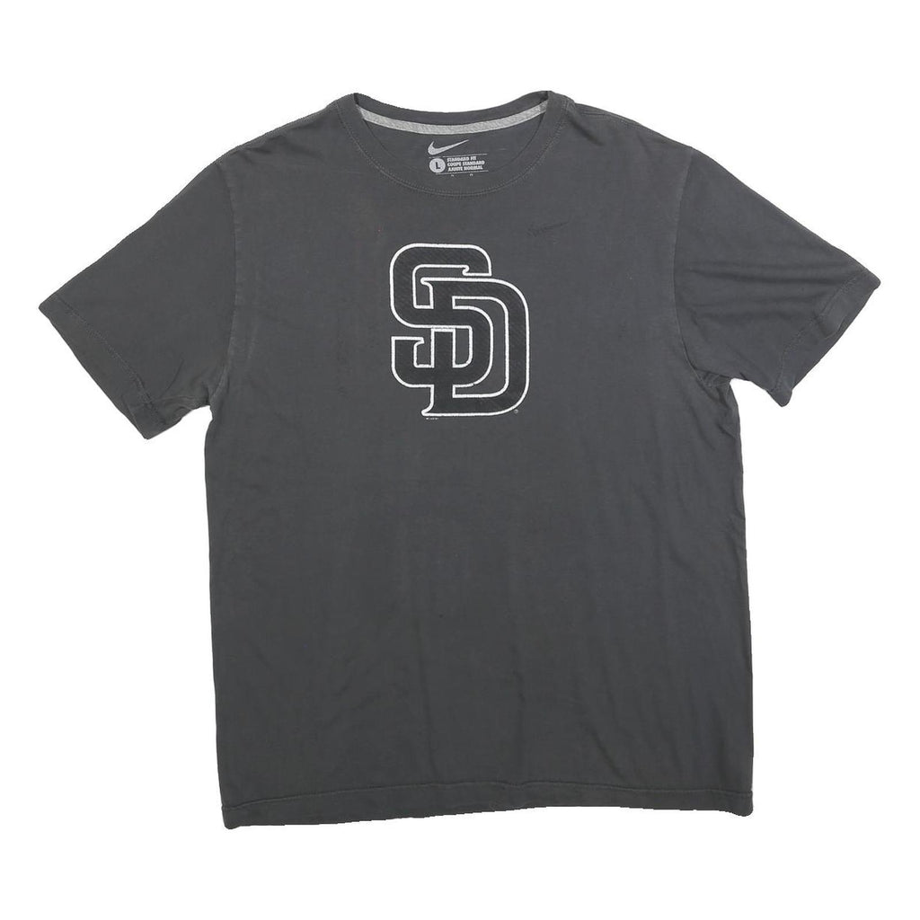 NIKE Mens Black L Cotton Blend Graphic T-Shirt Short Sleeve Crew Neck