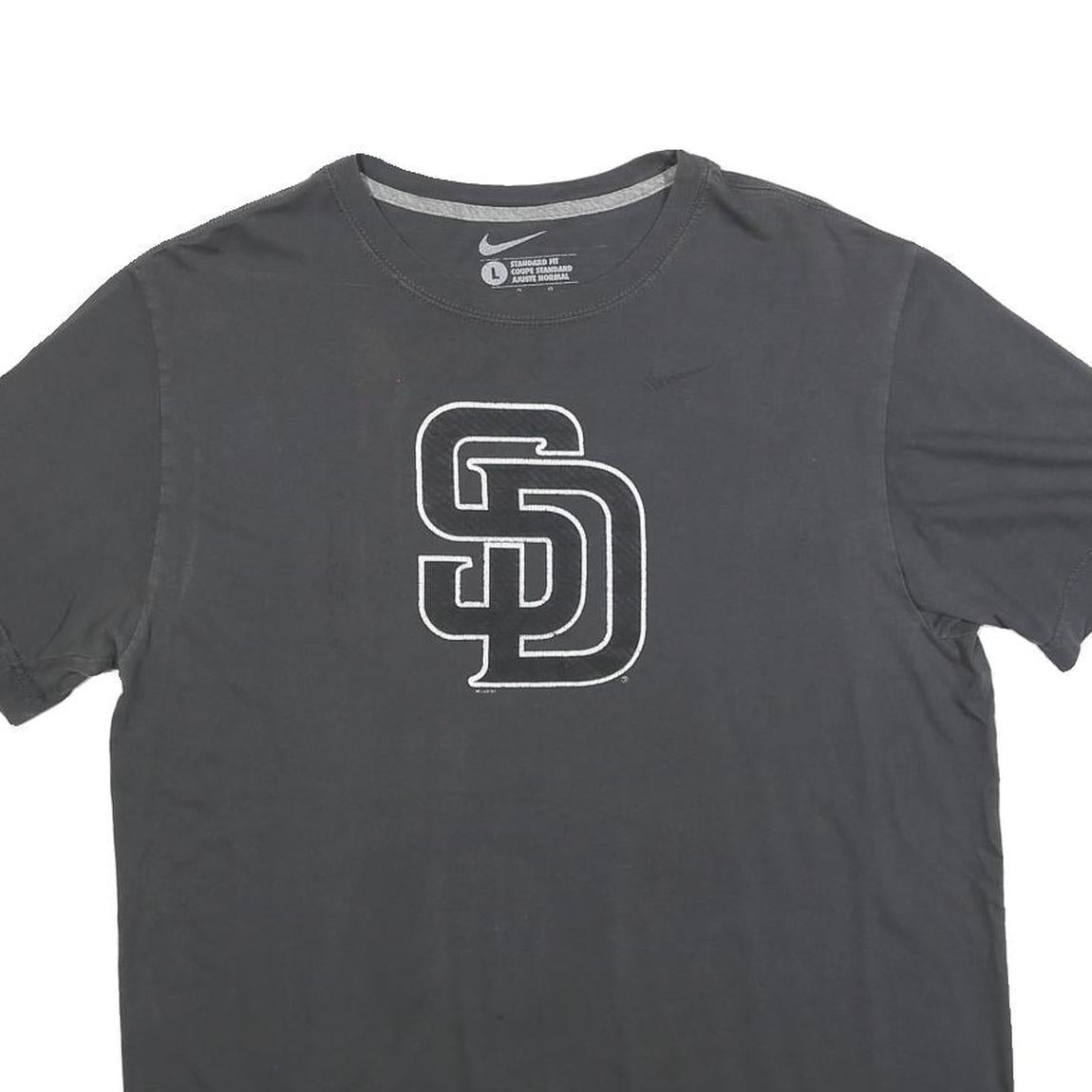 NIKE Mens Black L Cotton Blend Graphic T-Shirt Short Sleeve Crew Neck