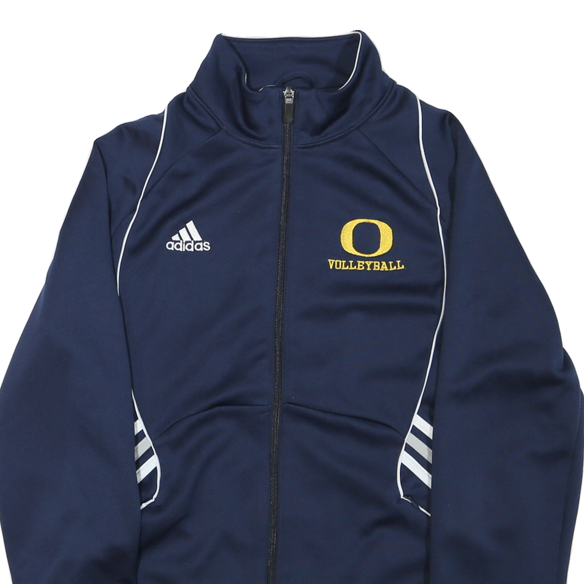 ADIDAS Womens Navy Blue Volleyball Track Jacket UK 18 Polyester Blend Zip Plain