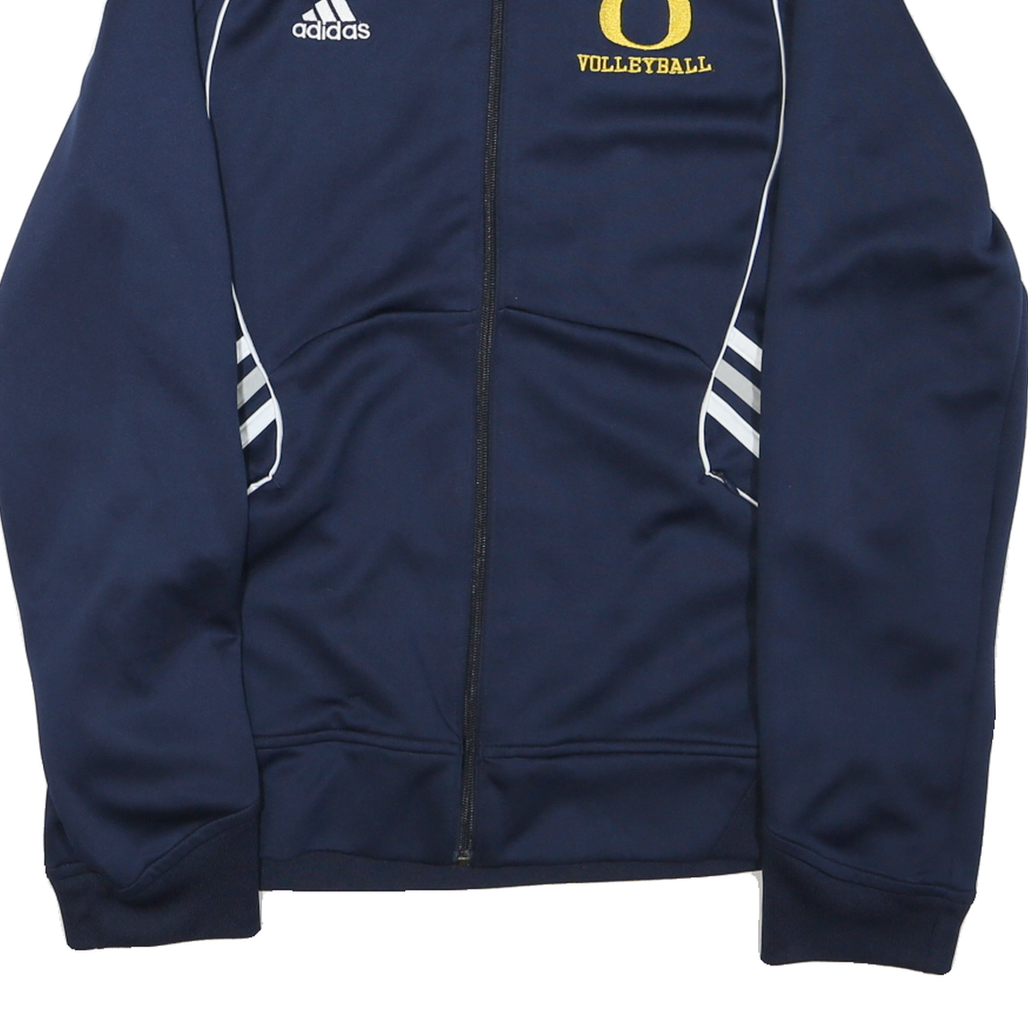 ADIDAS Womens Navy Blue Volleyball Track Jacket UK 18 Polyester Blend Zip Plain