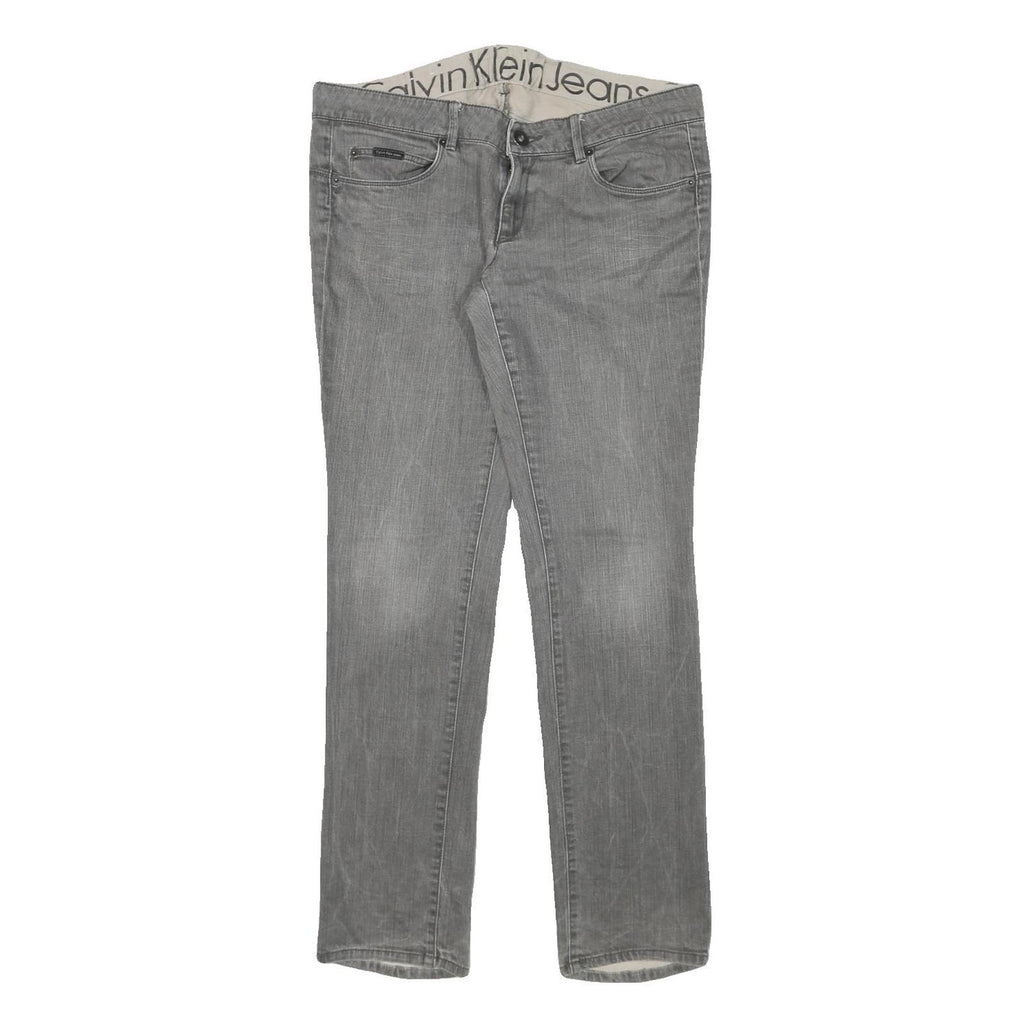 CALVIN KLEIN JEANS Womens Slim Grey Denim W34 L31 Zip Pockets Casual