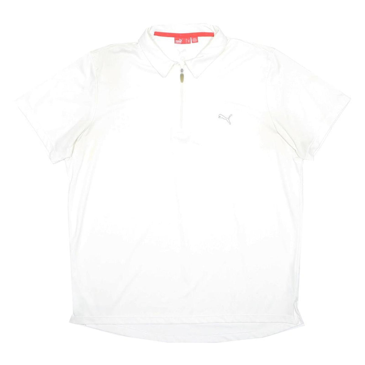 PUMA Mens White Polo T-Shirt L Short Sleeve Zip Neck Sports Casual Activewear