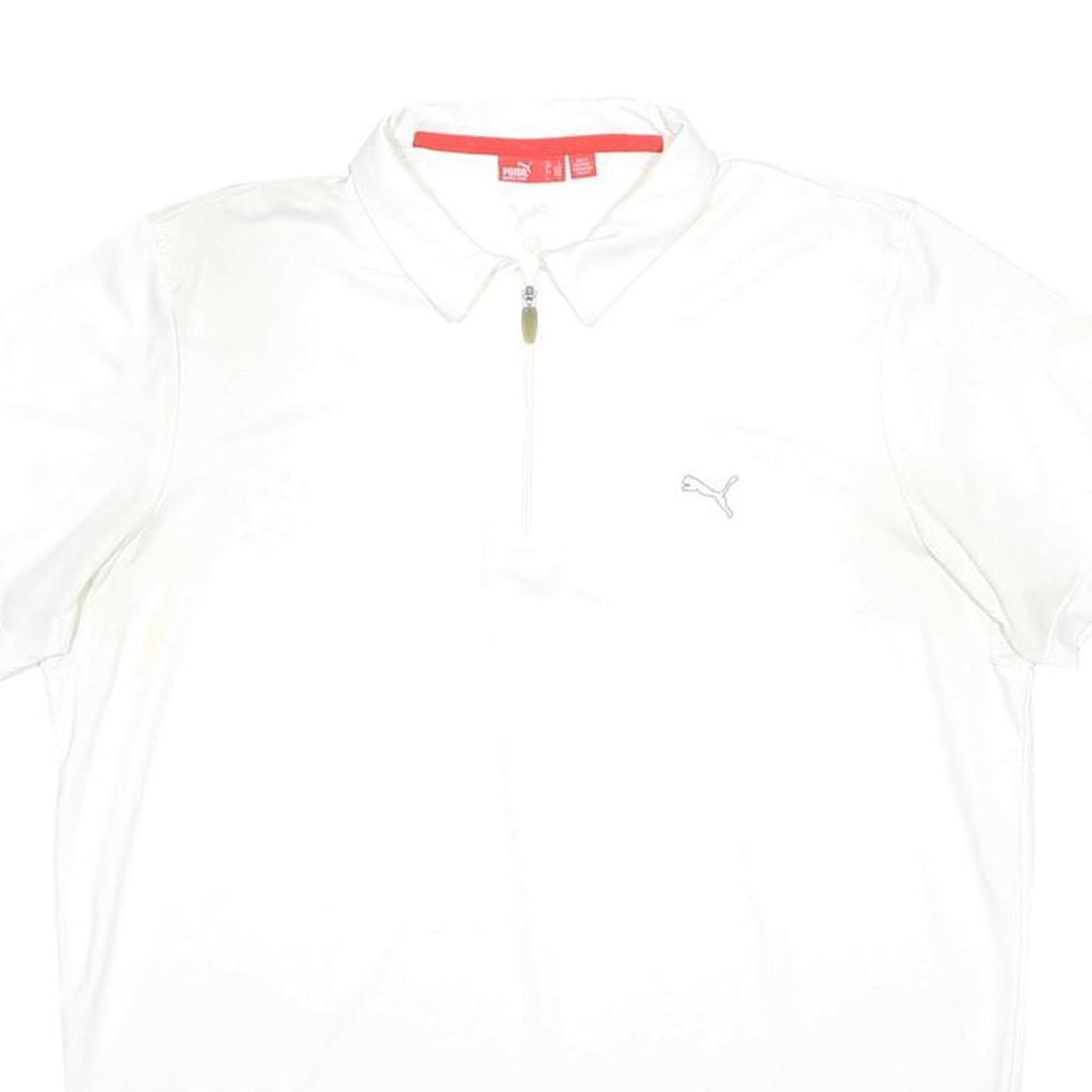 PUMA Mens White Polo T-Shirt L Short Sleeve Zip Neck Sports Casual Activewear
