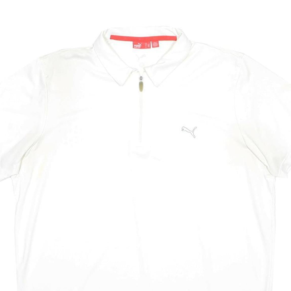 PUMA Mens White Polo T-Shirt L Short Sleeve Zip Neck Sports Casual Activewear