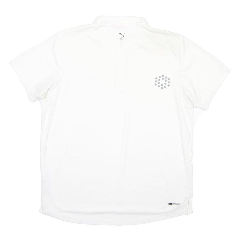 PUMA Mens White Polo T-Shirt L Short Sleeve Zip Neck Sports Casual Activewear