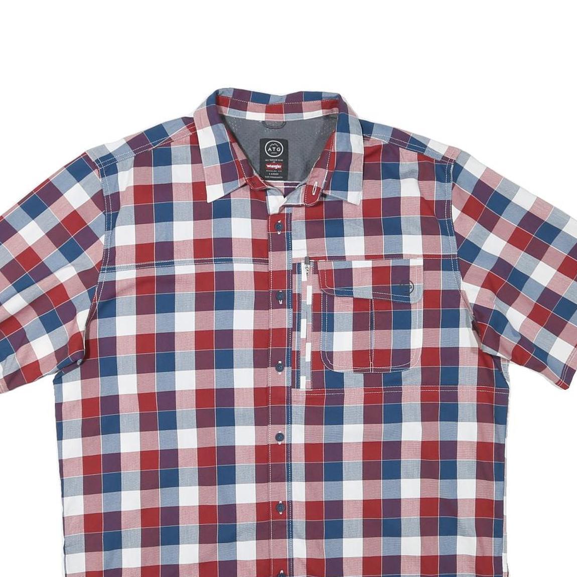 WRANGLER Mens Blue & Red Checked Shirt L Casual Summer Button Up