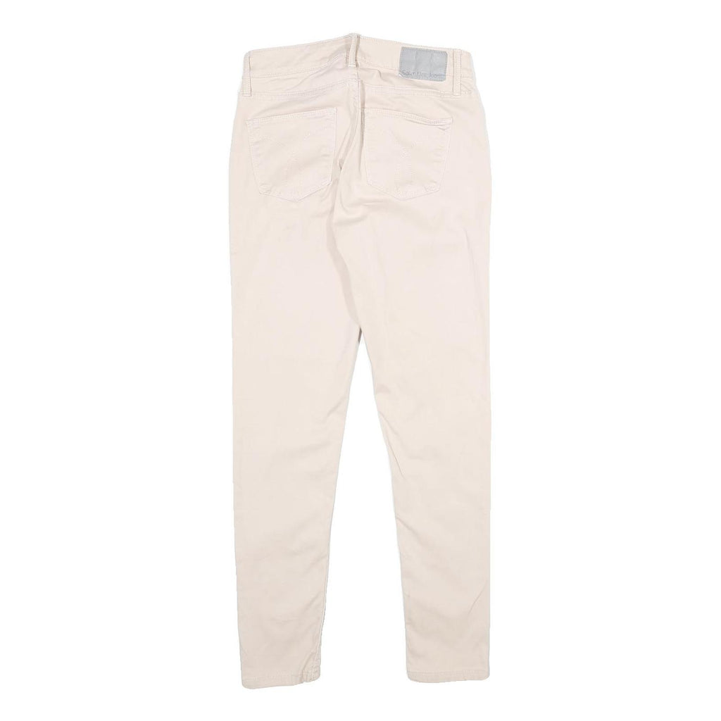 CALVIN KLEIN JEANS Womens Cotton Blend Slim Trousers Beige W26 L26 Stylish Fit