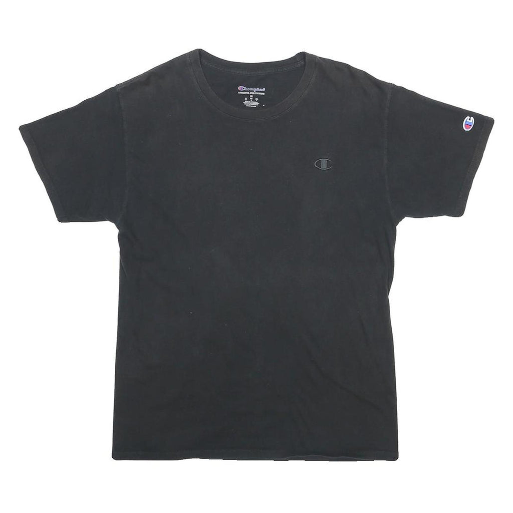 CHAMPION Mens Black Classic T-Shirt M Short Sleeve Crew Neck Cotton Blend Logo
