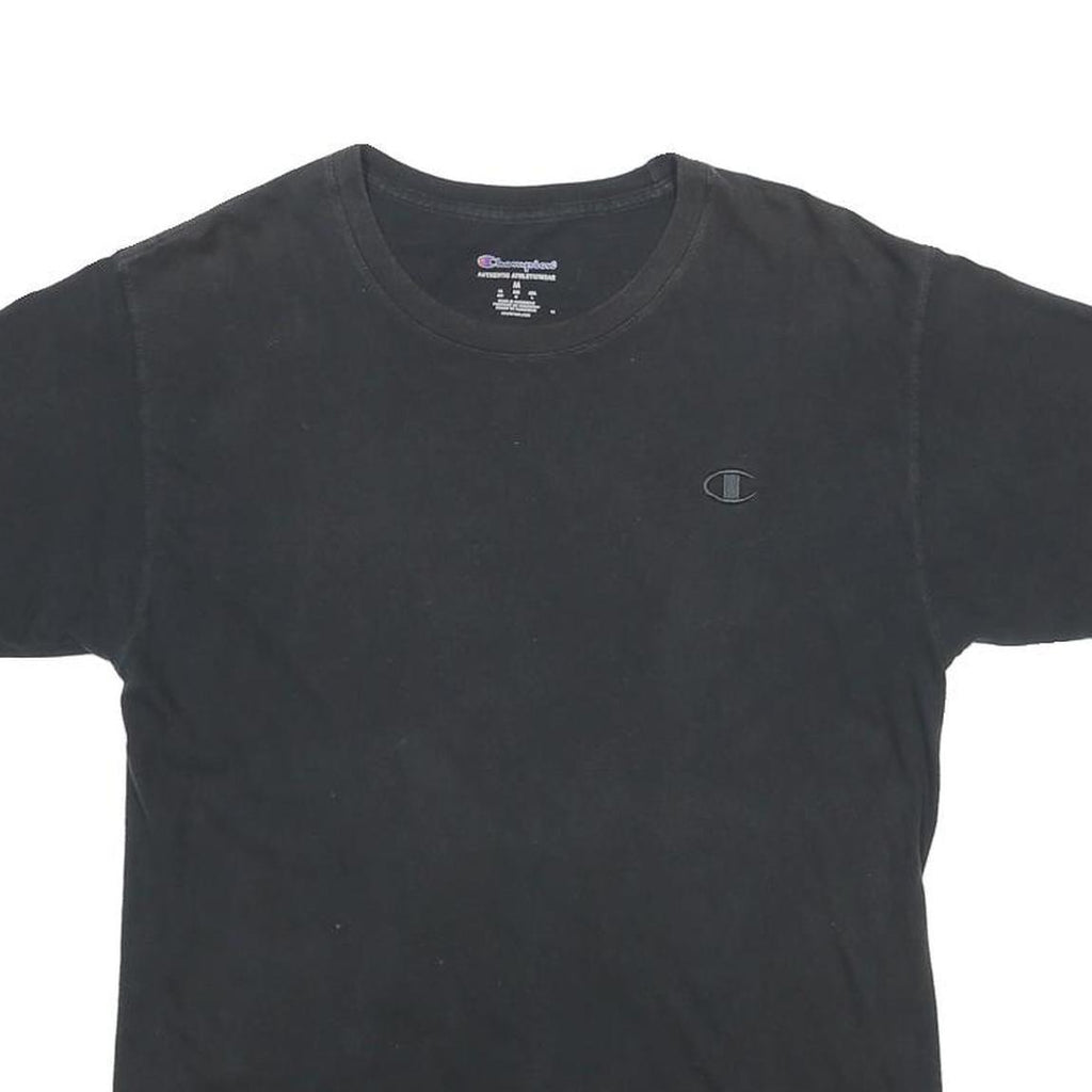 CHAMPION Mens Black Classic T-Shirt M Short Sleeve Crew Neck Cotton Blend Logo