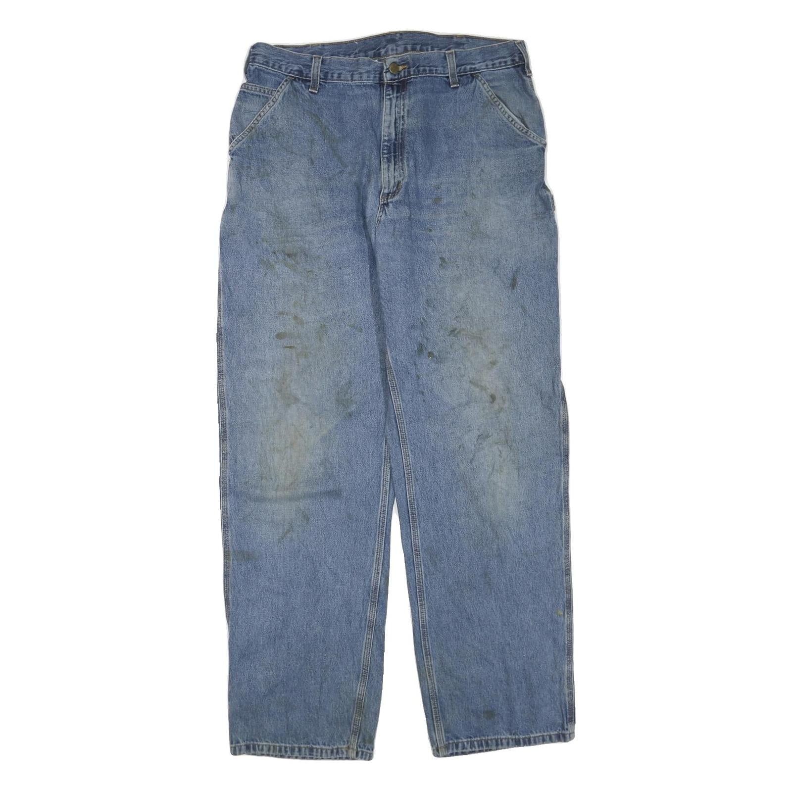 CARHARTT Mens Regular Blue Denim Jeans W38 L34 Workwear Utility Zip Fly