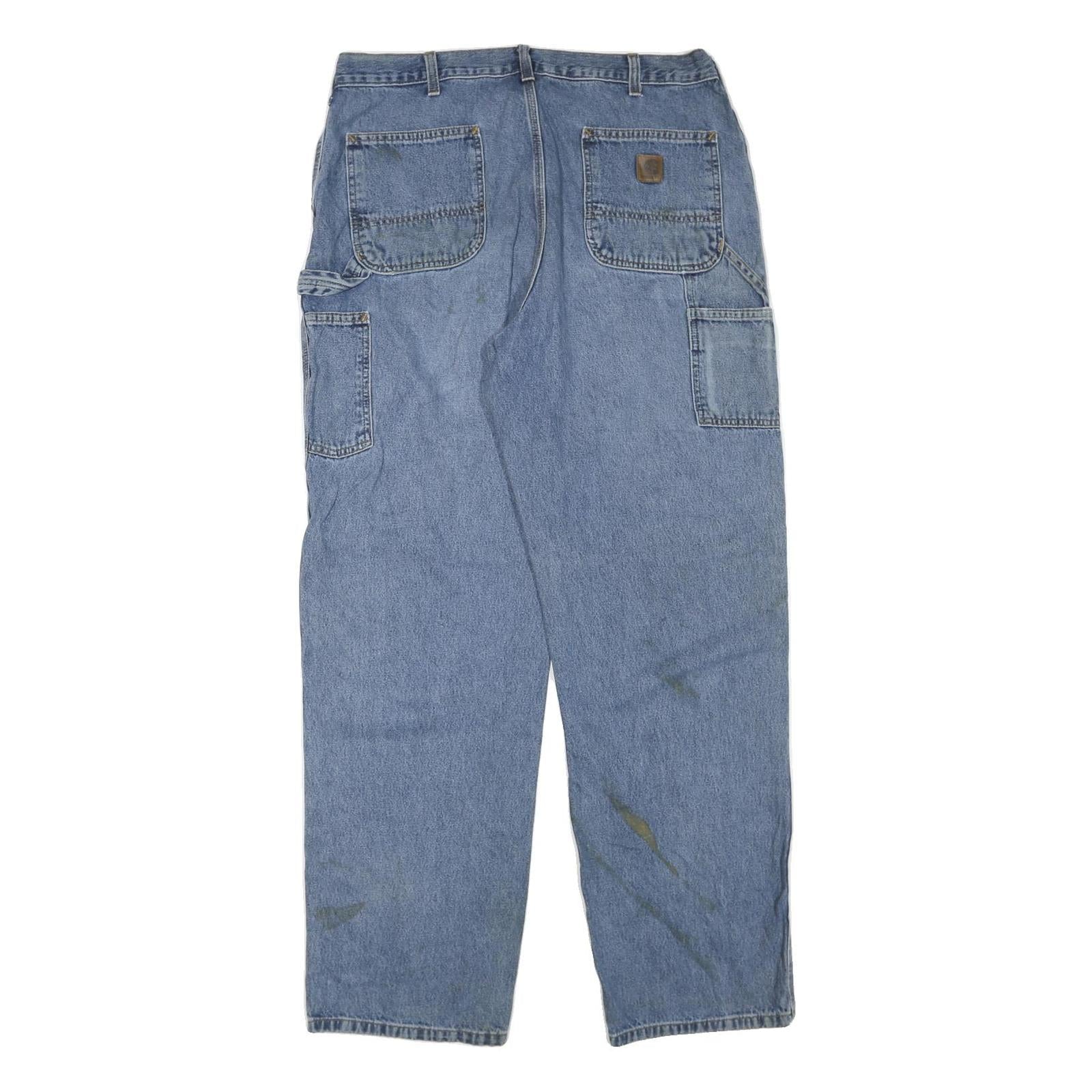 CARHARTT Mens Regular Blue Denim Jeans W38 L34 Workwear Utility Zip Fly