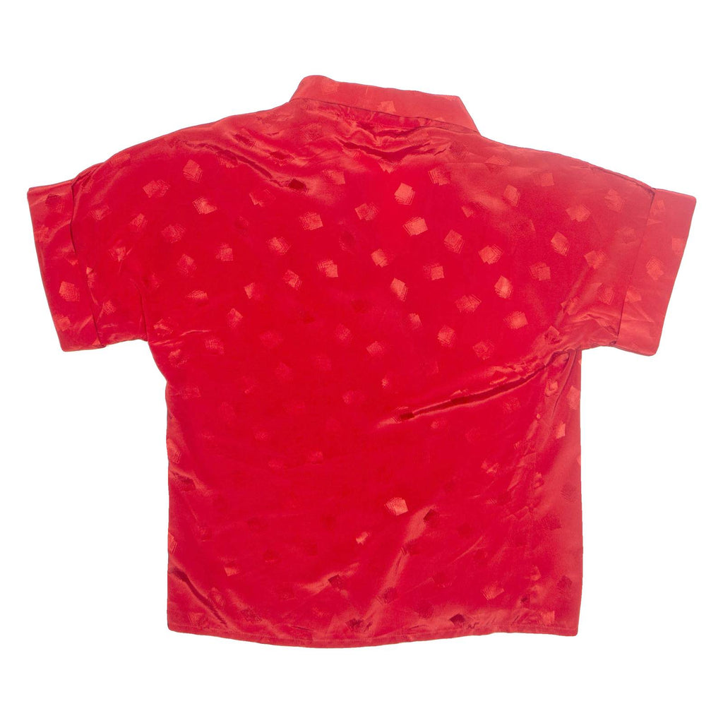 VICTORIA JONES Womens Printed Blouse Red V-Neck Crazy Pattern S