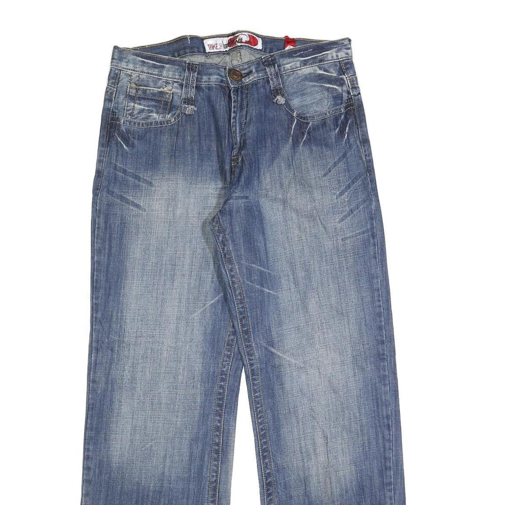 TAKE TWO Mens Regular Fit Straight Blue Denim Jeans W32 L32 Classic Cotton Blend
