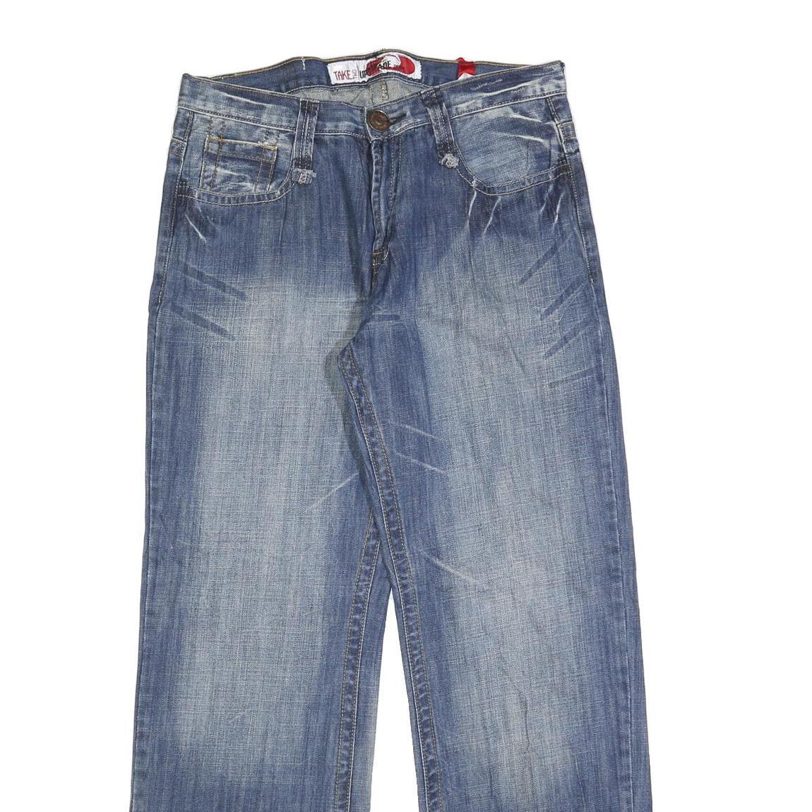 TAKE TWO Mens Regular Fit Straight Blue Denim Jeans W32 L32 Classic Cotton Blend