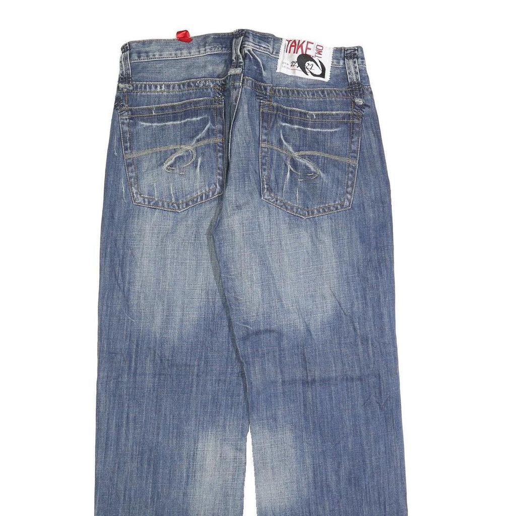 TAKE TWO Mens Regular Fit Straight Blue Denim Jeans W32 L32 Classic Cotton Blend