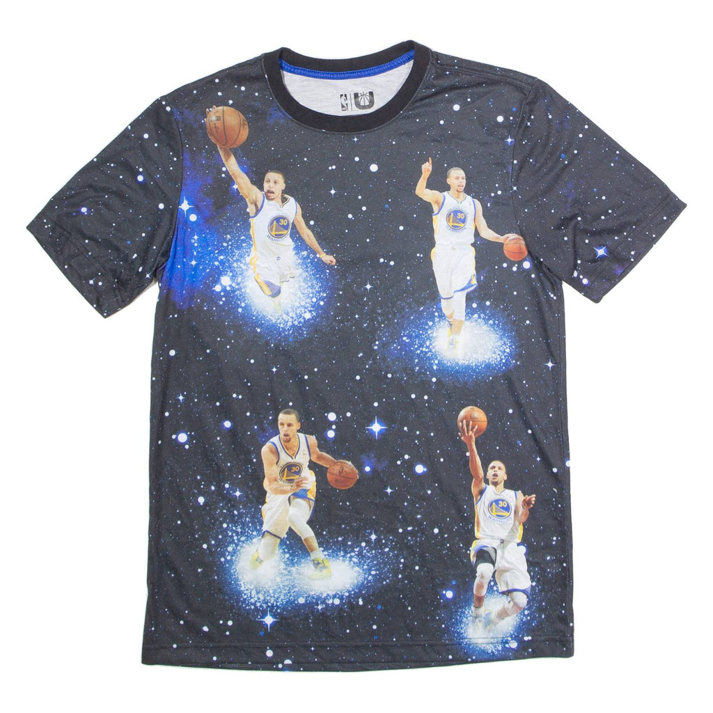 NBA Golden State Warriors Stephen Curry Galaxy All Over Print Mens T-Shirt Black USA M