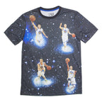 NBA Golden State Warriors Stephen Curry Galaxy All Over Print Mens T-Shirt Black USA M