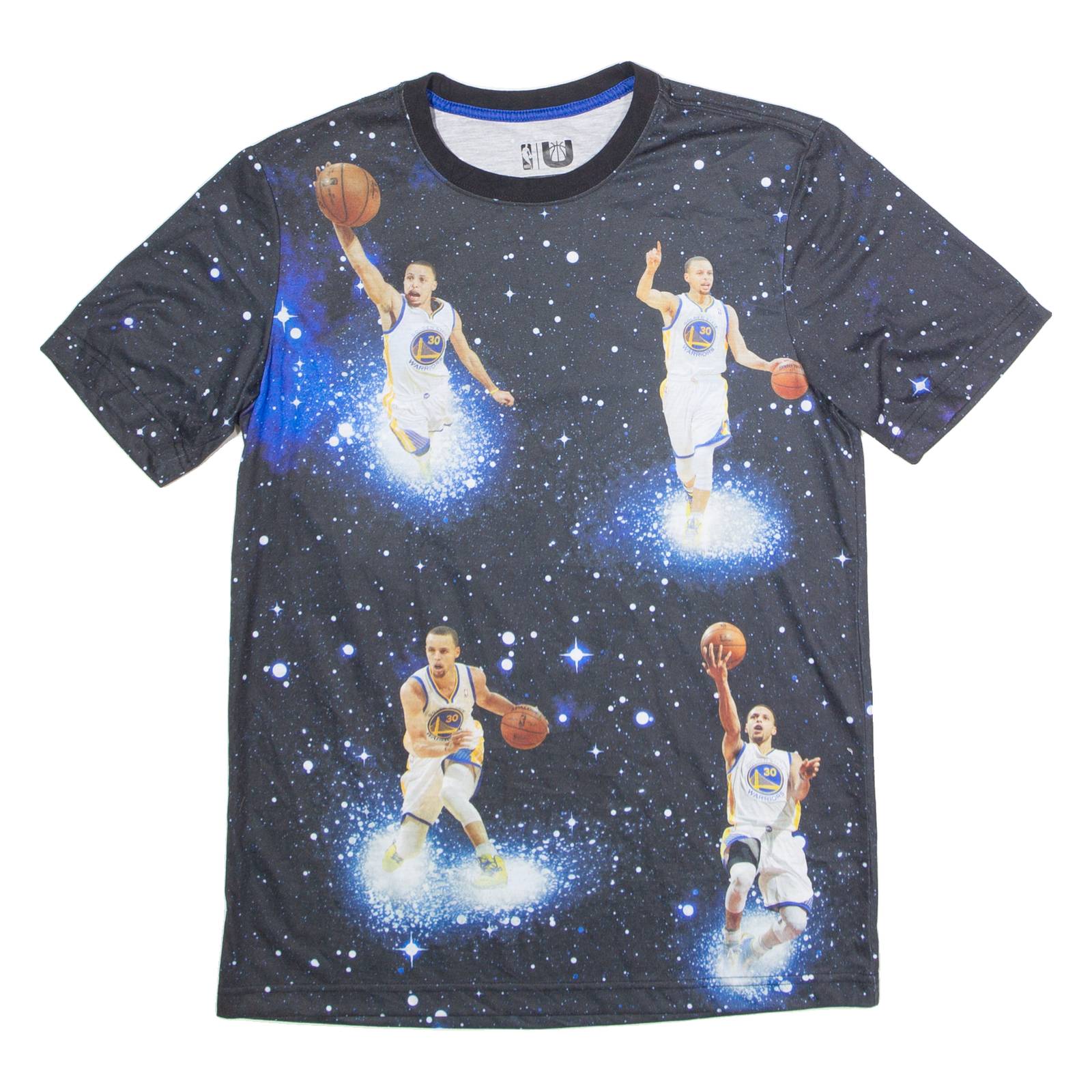 NBA Golden State Warriors Stephen Curry Galaxy All Over Print Mens T-Shirt Black USA M