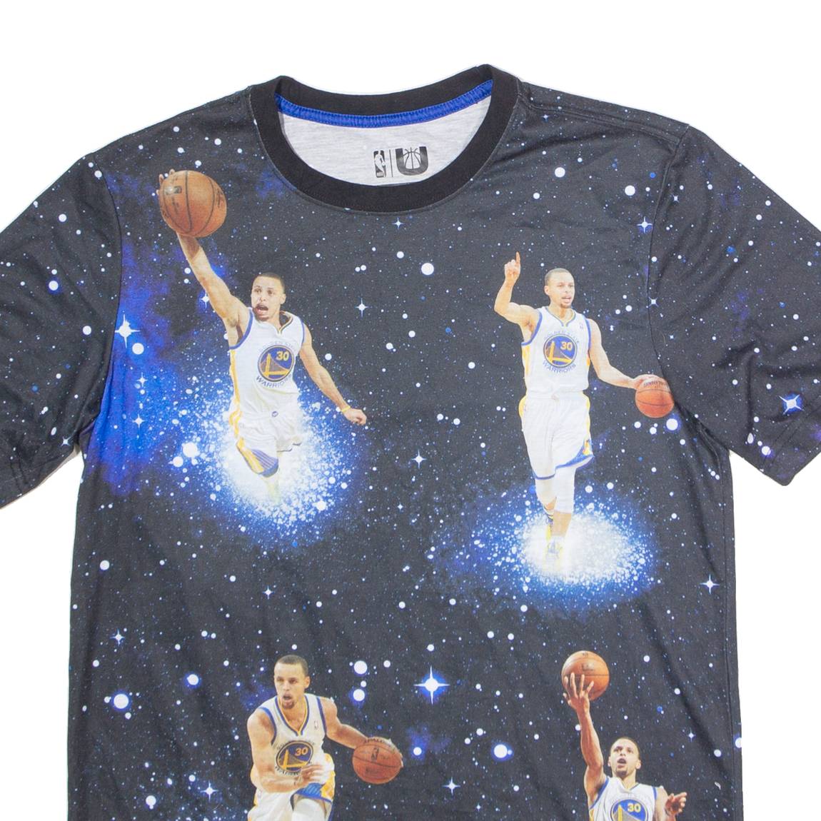 NBA Golden State Warriors Stephen Curry Galaxy All Over Print Mens T-Shirt Black USA M