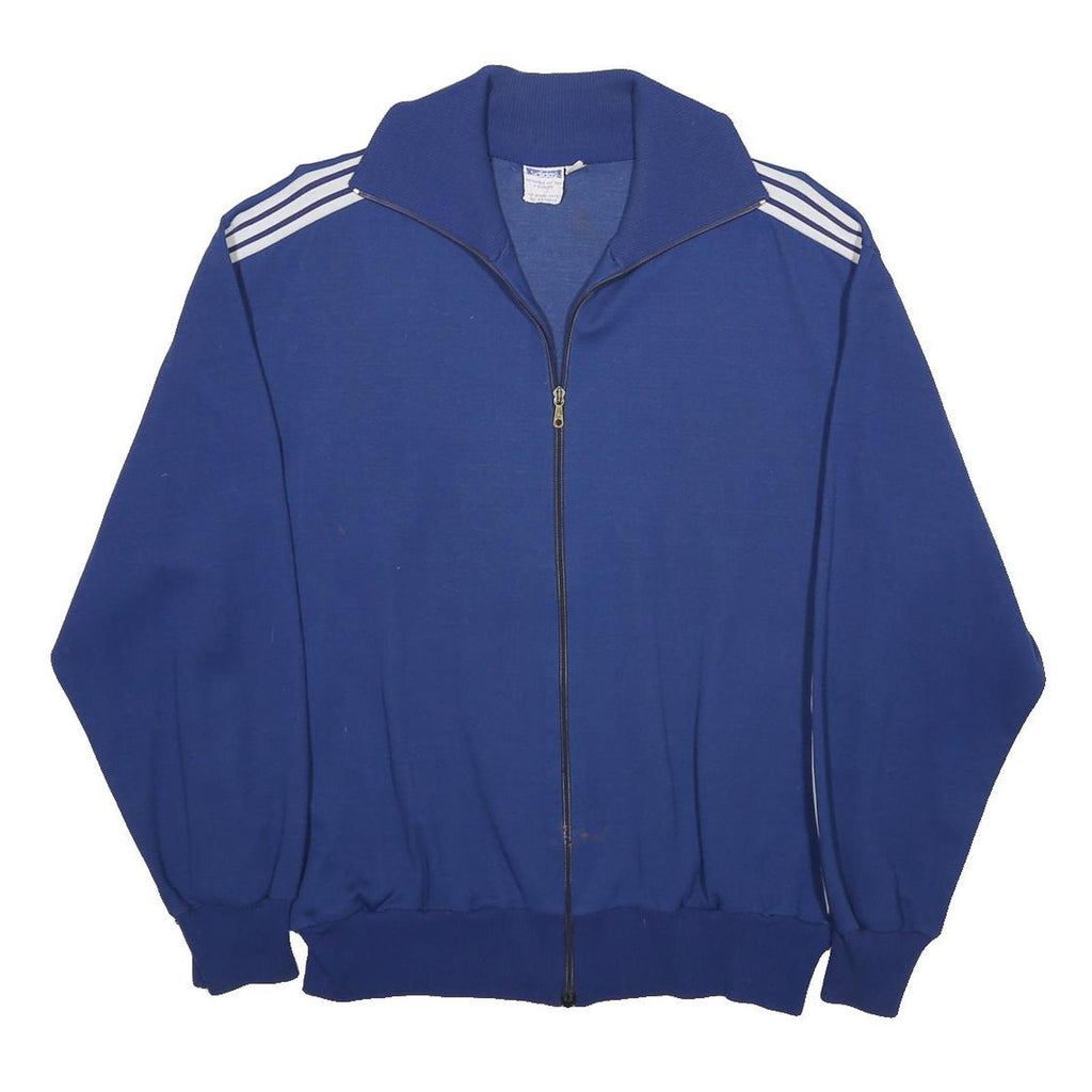 ADIDAS Mens Blue Sports Track Jacket L Cotton Blend Plain Zip Casual Retro