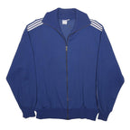 ADIDAS Mens Blue Sports Track Jacket L Cotton Blend Plain Zip Casual Retro