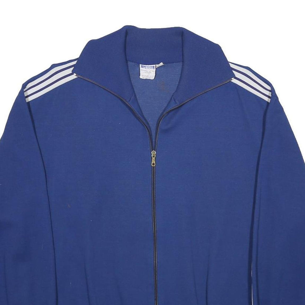 ADIDAS Mens Blue Sports Track Jacket L Cotton Blend Plain Zip Casual Retro
