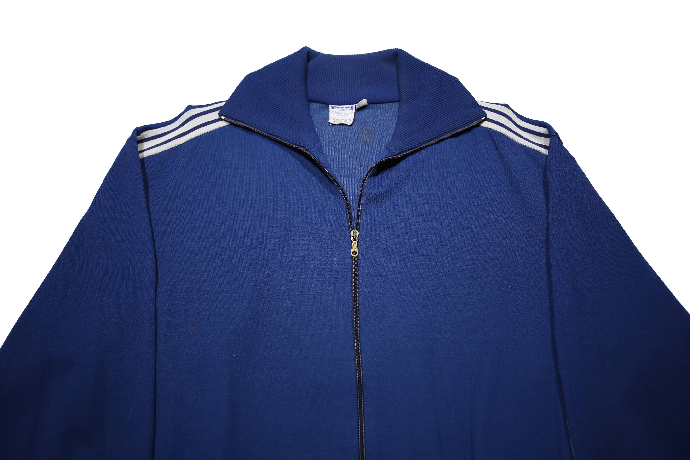 ADIDAS Mens Blue Sports Track Jacket L Cotton Blend Plain Zip Casual Retro