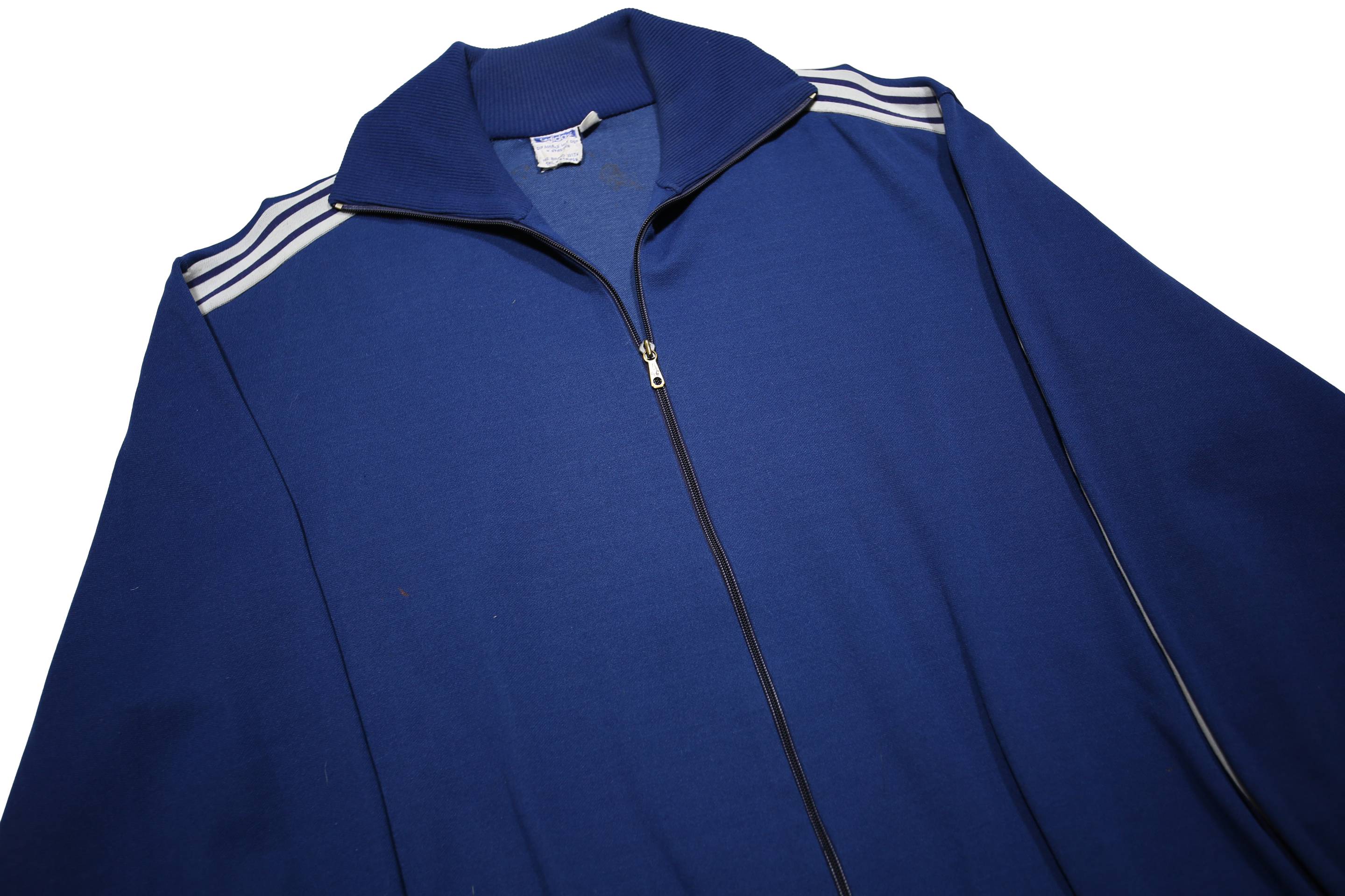 ADIDAS Mens Blue Sports Track Jacket L Cotton Blend Plain Zip Casual Retro