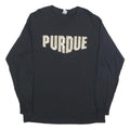 GILDAN Womens Black Purdue Long Sleeve Crew Neck Cotton Blend T-Shirt L