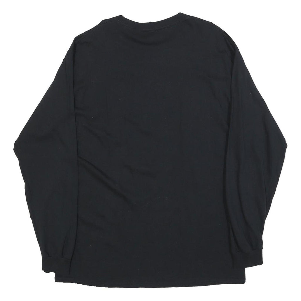 GILDAN Womens Black Purdue Long Sleeve Crew Neck Cotton Blend T-Shirt L