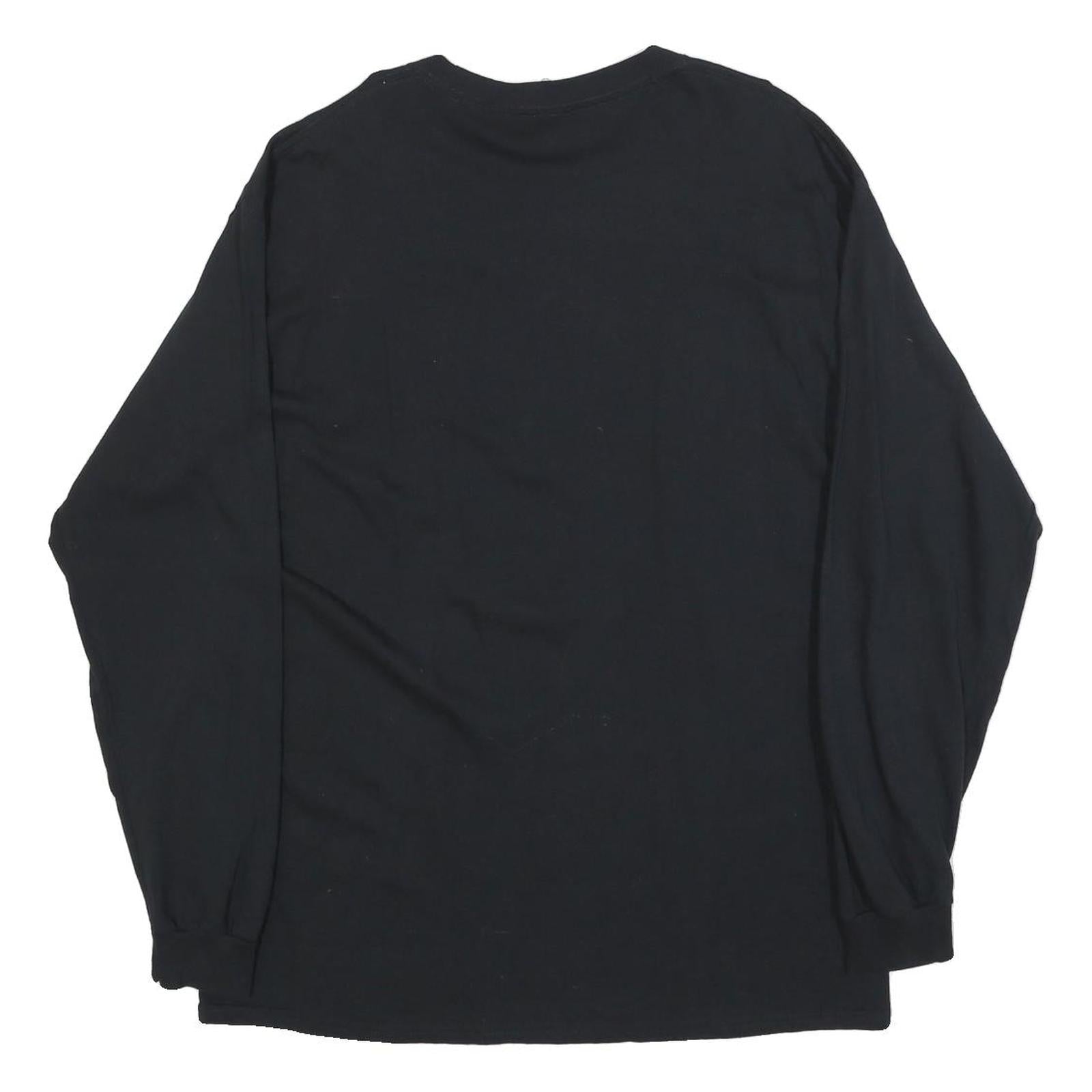 GILDAN Womens Black Purdue Long Sleeve Crew Neck Cotton Blend T-Shirt L