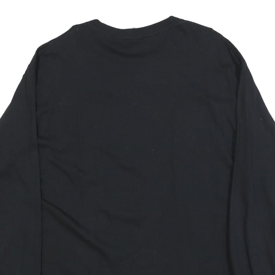 GILDAN Womens Black Purdue Long Sleeve Crew Neck Cotton Blend T-Shirt L