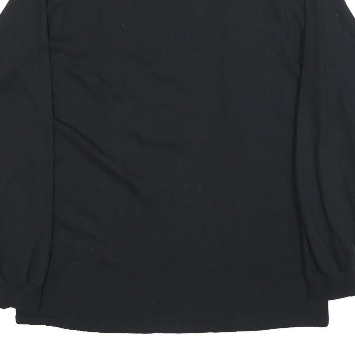 GILDAN Womens Black Purdue Long Sleeve Crew Neck Cotton Blend T-Shirt L