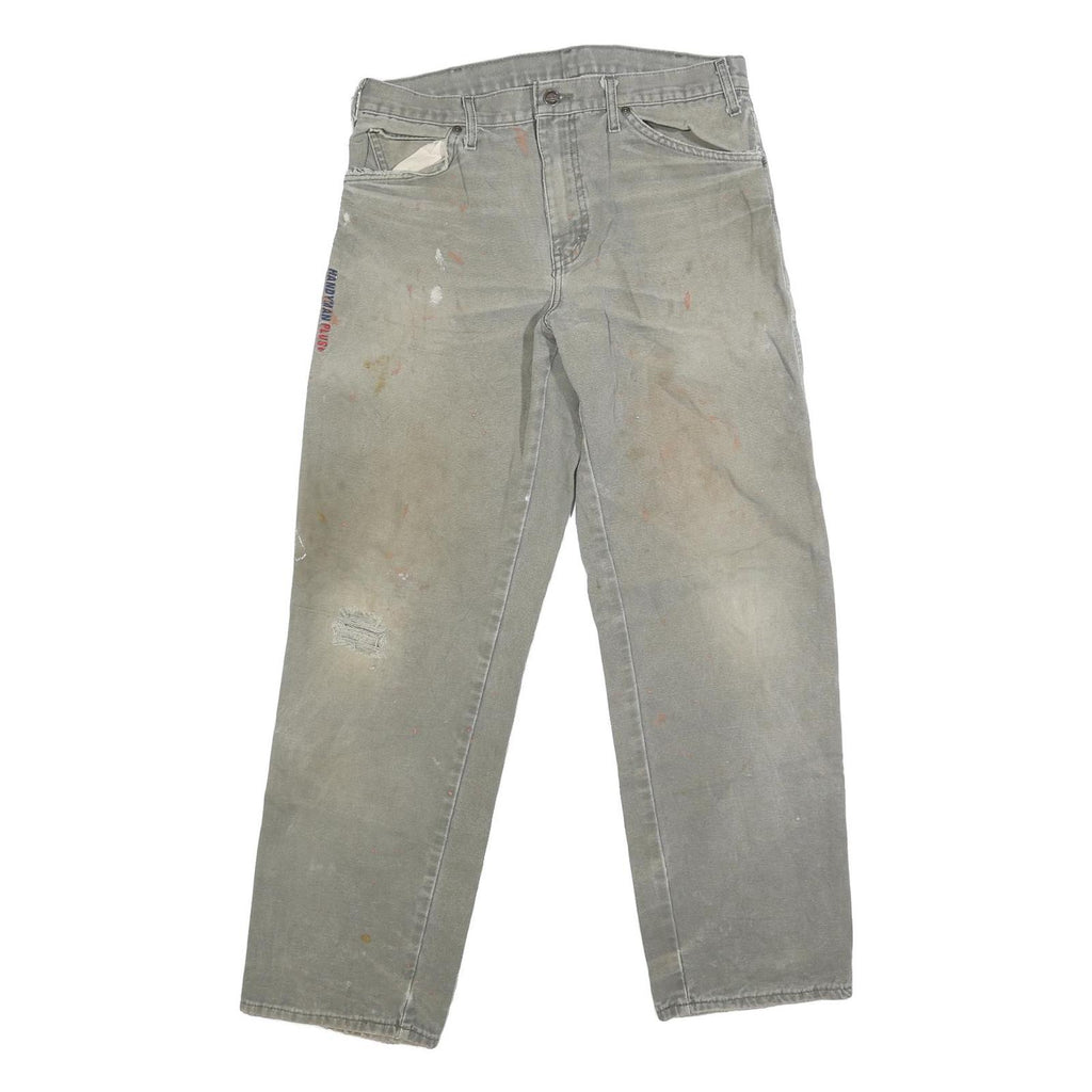 DICKIES Mens Regular Fit Straight Jeans Cotton Blend Zip W33 L31 Workwear