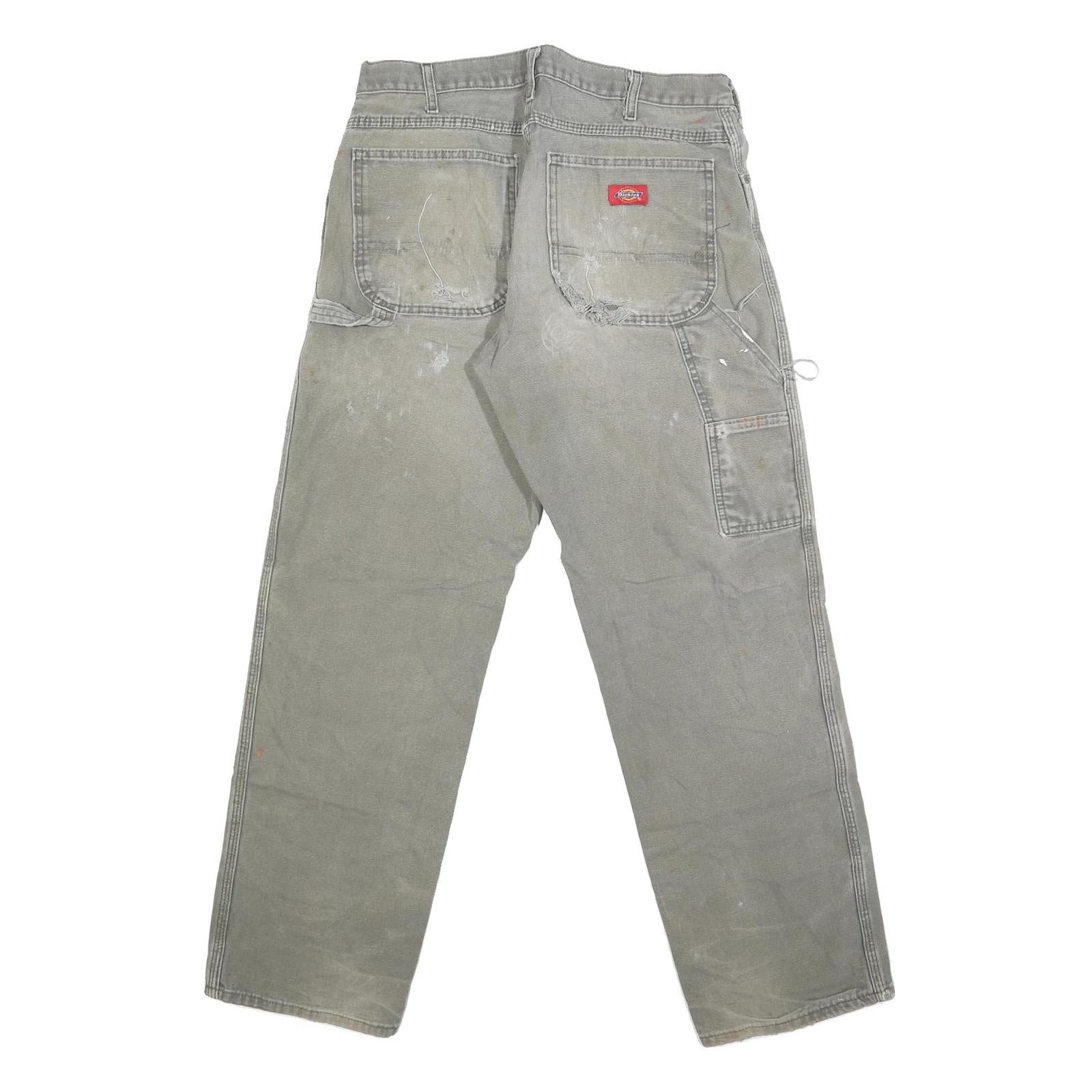 DICKIES Mens Regular Fit Straight Jeans Cotton Blend Zip W33 L31 Workwear