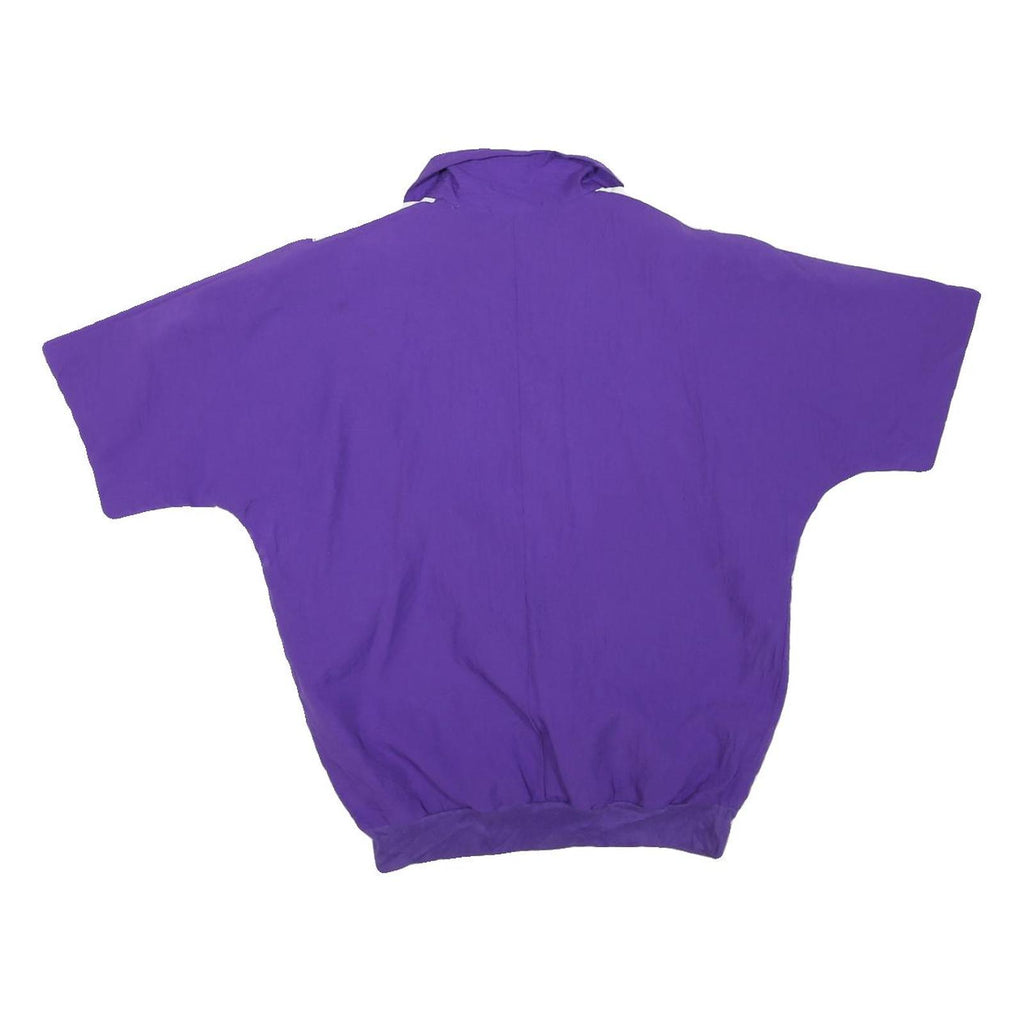 BONNIE BLAIR Womens Purple & White Printed Polo Shirt Short Sleeve Collared M